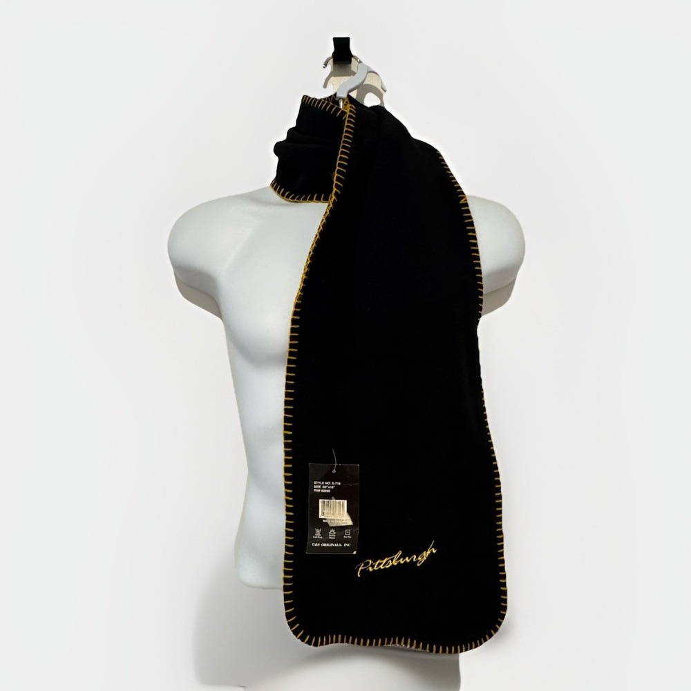 Pittsburgh Fleece Scarf Black And Gold Steelers Penguins Pirates